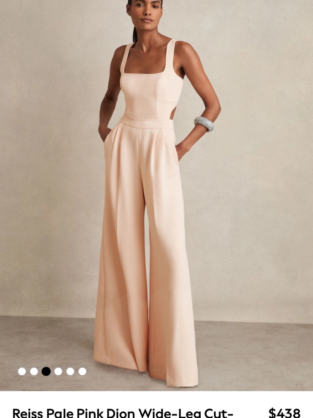 Reiss Blush Cutout Wide-Leg Jumpsuit - Picture 3 of 8